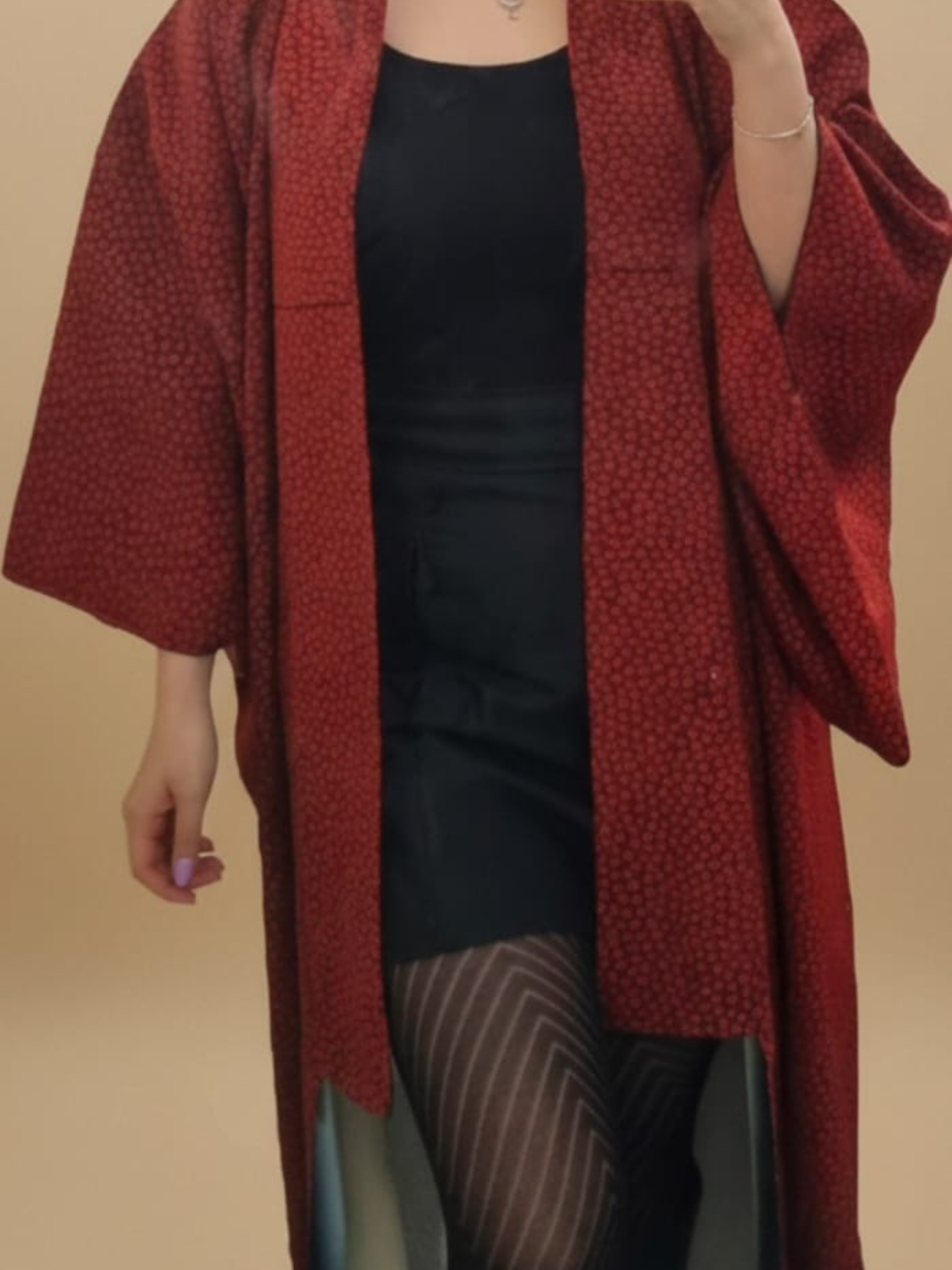 Authentic Japanese red and black kimono