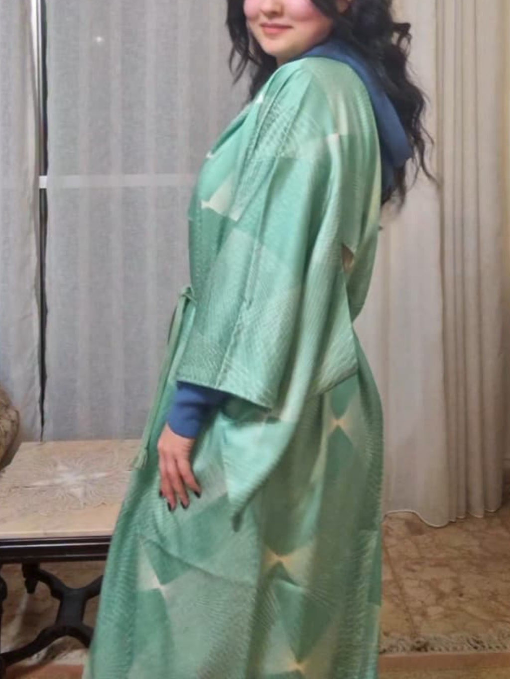 Authentic Japanese minty silk kimono